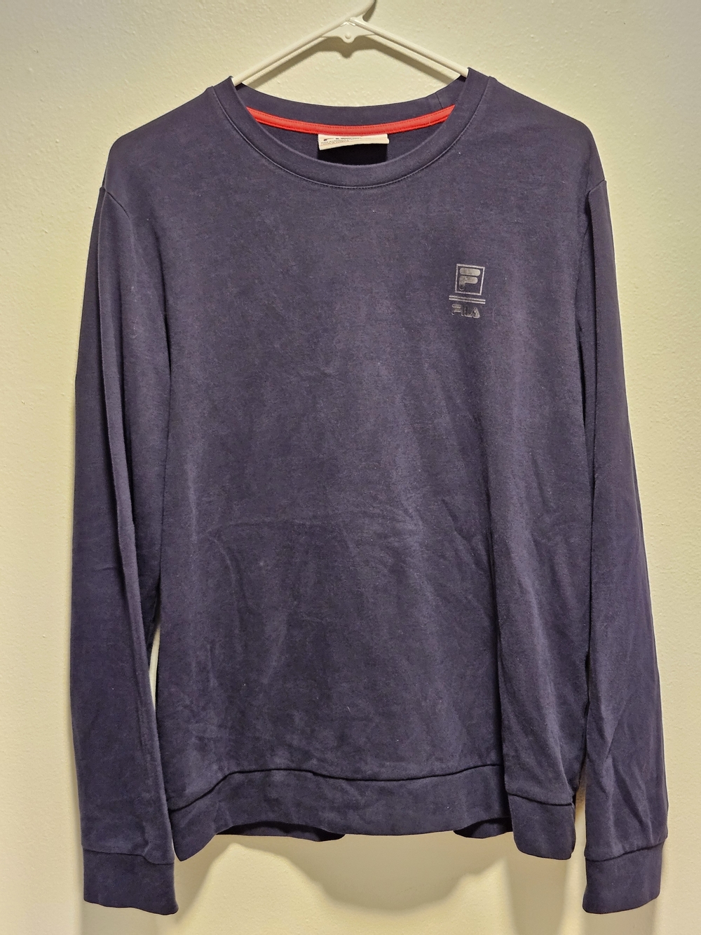 Vintage Fila Crewneck Gym Athletic Sweatshirt in Deep Navy with Red Trim